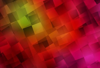 Koyu yeşil, kırmızı vektör arka planı çokgen biçiminde. Dikdörtgenleri ve kareleri olan güzel bir çizim. Web siteleri için şablon kullanılabilir.