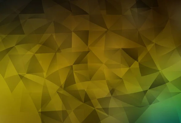 Verde Escuro Modelo Vetor Amarelo Com Cristais Triângulos Ilustração Gradiente — Vetor de Stock