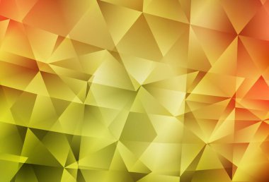 Açık kırmızı, sarı vektör üçgen arkaplan. Gradyanı olan üçgen geometrik örnek. Broşürünüz için yepyeni bir tasarım..