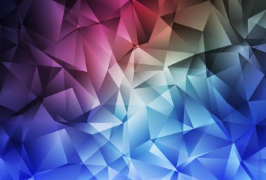 Koyu pembe, mavi vektör soyut mozaik arka plan. Soyut ve üçgenli renkli çizimler. Web siteniz için çokgen tasarım.