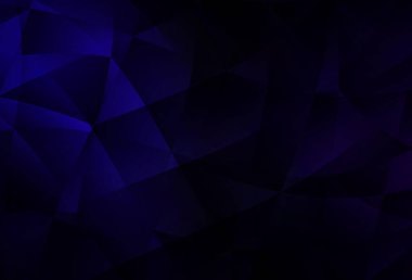 Koyu mavi üçgen mozaik doku. Gradyanı olan zarif parlak çokgen çizimi. Dizaynınız için üçgen desen.