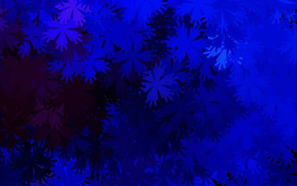 Rosa Oscuro Textura Garabato Vector Azul Con Flores Flores Estilo — Vector de stock