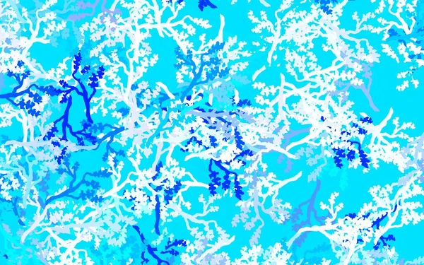 淡蓝色的矢量背景 叶脉叶脉 色彩斑斓的抽象插图 叶子呈涂鸦状 彩色书的图案 — 图库矢量图片