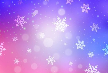 Açık Pembe, Mavi vektör düzeni yeni yıl tarzında. Renkli Noel şeyleri ile soyut gradyan çizimi. Harfler ve tipografi için şablon.