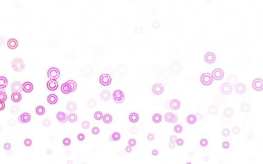 Açık Mor, küreli pembe vektör deseni. Parlak renkli soyut çemberlerin olduğu bir resim. Güzel web siteleri için desen.
