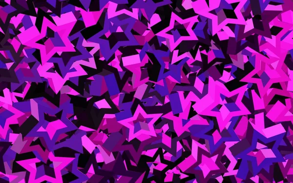 Dark Purple Fondo Vectorial Rosa Con Estrellas Pequeñas Grandes Estrellas — Archivo Imágenes Vectoriales