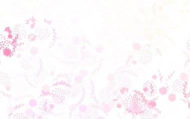 Açık pembe, sarı vektör soyut arkaplan çiçekli, güllü. Çiçeklerle süslenmiş soyut çizimler. Web siteleri ve pankartlar için desenli desen.