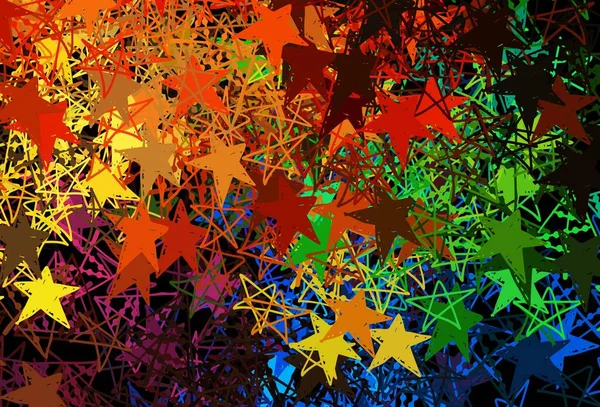 明るい雪の結晶 星と暗い多色ベクトルレイアウト グラデーションの雪片とカラフルな雪片 新年の広告 小冊子のデザイン — ストックベクタ