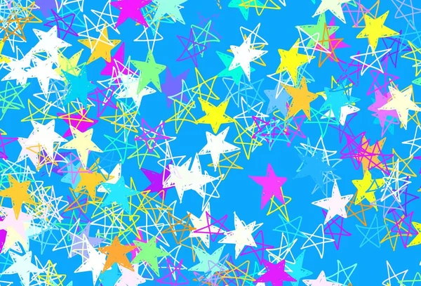 Luz Multicolor Vector Telón Fondo Con Estrellas Pequeñas Grandes Ilustración — Vector de stock