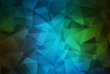 Koyu mavi, yeşil vektör düşük polimerli doku. Gradyanı olan üçgen geometrik örnek. Arkaplanlarınız için desenli desen.