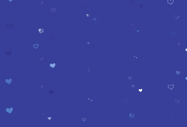 Rosa Claro Fondo Vector Azul Con Corazones Brillantes Ilustración Decorativa — Archivo Imágenes Vectoriales