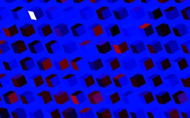 Koyu mavi, kırmızı vektör deseni kare şeklinde. Soyut stil ve dikdörtgenlerle dekoratif tasarım. İş ilanları, broşürler, broşürler için desen