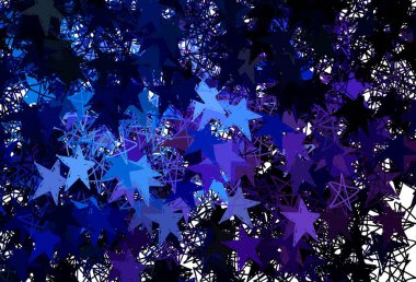 Koyu pembe, gökyüzü yıldızlı mavi vektör şablonu. Bulanık dekoratif dizayn yıldızlı basit bir stilde. Fütürist reklamlar ve kitapçıklar için şablon.