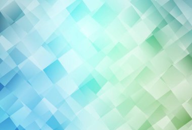Açık mavi, çokgen tarzda yeşil vektör arkaplan. Dikdörtgenleri ve kareleri olan güzel bir çizim. Reklamınız, posteriniz, afişiniz için en iyi tasarım.