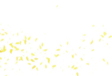 Açık sarı vektör doğal arka plan yapraklı. Yapraklarla karalama tarzında renkli çizimler. Web siteniz için Doodle tasarımı.