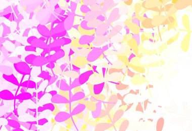 Açık Pembe, sarı vektör yapraklı doğal sanat eseri. Origami tarzındaki yaprakların gradyanlı karalama çizimi. İşiniz için yeni tasarım.