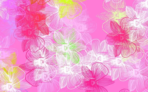 Modèle Doodle Vectoriel Multicolore Clair Avec Des Fleurs Fleurs Croquantes — Image vectorielle