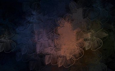 Koyu pembe, çiçekli sarı vektör deseni. Origami tarzında çiçeklerin karalama çizimi. Web ve broşürler için elle boyanmış tasarım.