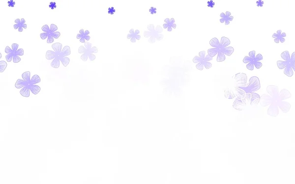 Layout Doodle Vetor Roxo Claro Com Flores Uma Elegante Ilustração — Vetor de Stock