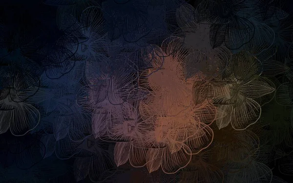 Koyu pembe, çiçekli sarı vektör deseni. Origami tarzında çiçeklerin karalama çizimi. Web ve broşürler için elle boyanmış tasarım.