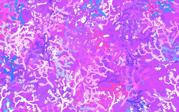 Светло Розовый Синий Вектор Элегантный Узор Листьями Ветвями Красочная Иллюстрация — стоковый вектор