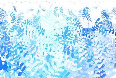 Yapraklı hafif Mavili vektör soyut deseni. Zarif doğal desenli ve eğimli yapraklar. Tasarımınız için yeni şablon.