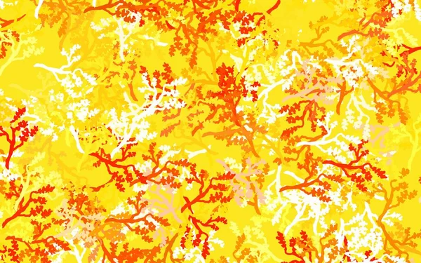 Светло Красный Желтый Векторный Рисунок Листьями Ветвями Сияющая Цветная Иллюстрация — стоковый вектор