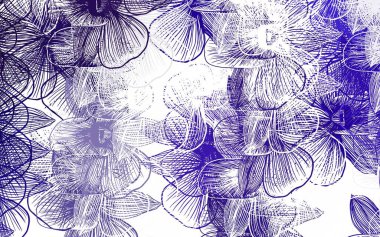 Çiçekli açık mor vektör deseni. Çiçeklerle süslenmiş soyut çizimler. İşiniz için yepyeni bir tasarım..