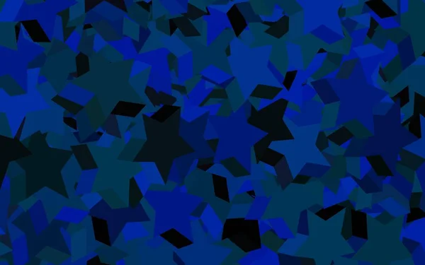 Azul Escuro Padrão Vetorial Verde Com Estrelas Natal Ilustração Brilhante —  Vetores de Stock