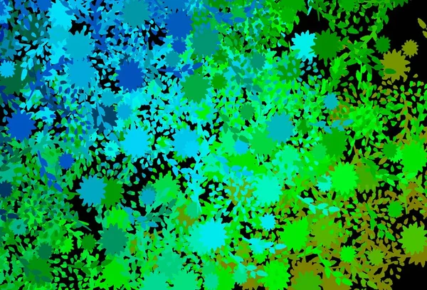 Темно Синий Зеленый Векторный Фон Цветами Декоративный Дизайн Абстрактном Стиле — стоковый вектор