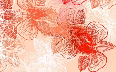 Çiçekli açık kırmızı vektör soyut tasarımı. Beyaz arka planda çiçeklerin dekoratif tasarımı. Marka kitabınız için yeni şablon.