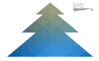 Koyu mavi düşük çokgen stilini Noel ağacı vektör çizim üçgen oluşan. Soyut üçgen poligon origami veya kristal tasarım yeni yıl kutlama. Beyaz arka plan üzerinde izole.