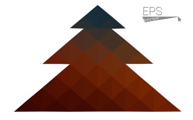 Koyu mavi, kırmızı düşük Poli stil Noel ağacı vektör çizim üçgen oluşan. Soyut üçgen poligon origami veya kristal tasarım yeni yıl kutlama. Beyaz arka plan üzerinde izole