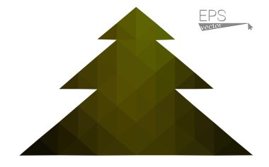 Koyu yeşil, sarı düşük Poli stil Noel ağacı vektör çizim üçgen oluşan. Üçgen Poli origami veya kristal yeni yıl kutlama tasarlamak. Beyaz arka plan üzerinde izole