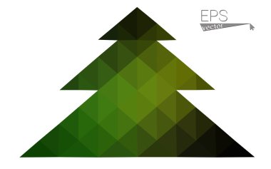 Koyu yeşil, sarı düşük Poli stil Noel ağacı vektör çizim üçgen oluşan. Üçgen Poli origami veya kristal yeni yıl kutlama tasarlamak. Beyaz arka plan üzerinde izole