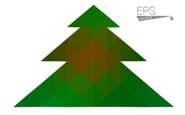 Koyu yeşil, sarı düşük Poli stil Noel ağacı vektör çizim üçgen oluşan. Üçgen Poli origami veya kristal yeni yıl kutlama tasarlamak. Beyaz arka plan üzerinde izole