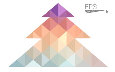 Multicolor bright low polygon style christmas tree vector illustration consisting of triangles . Abstract triangular polygonal origami or crystal design of New Years celebration. Isolated on white  