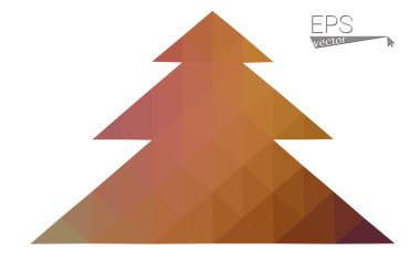 Multicolor bright low polygon style christmas tree vector illustration consisting of triangles . Abstract triangular polygonal origami or crystal design of New Years celebration. Isolated on white  