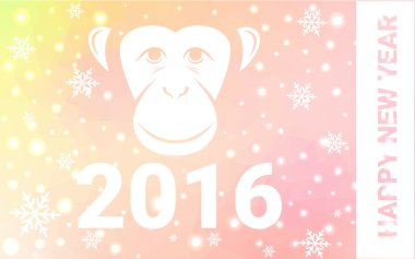 Turuncu maymun siluet kartpostal düşük Poli stil üçgen oluşan beyaz kar vektör çizim ile. Soyut üçgen poligon origami veya kristal arka plan yeni yıl kutlama.