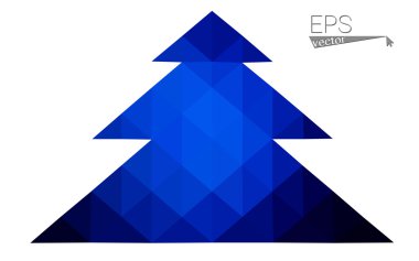 Koyu mavi düşük çokgen stilini Noel ağacı vektör çizim üçgen oluşan. Soyut üçgen poligon origami veya kristal tasarım yeni yıl kutlama. Beyaz arka plan üzerinde izole.