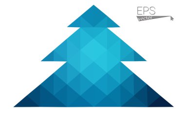 Koyu mavi düşük çokgen stilini Noel ağacı vektör çizim üçgen oluşan. Soyut üçgen poligon origami veya kristal tasarım yeni yıl kutlama. Beyaz arka plan üzerinde izole.