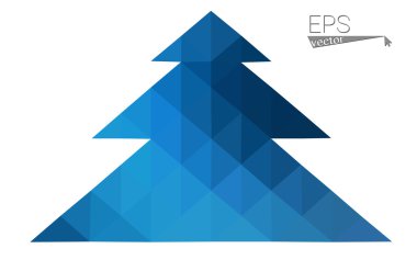 Koyu mavi düşük çokgen stilini Noel ağacı vektör çizim üçgen oluşan. Soyut üçgen poligon origami veya kristal tasarım yeni yıl kutlama. Beyaz arka plan üzerinde izole.