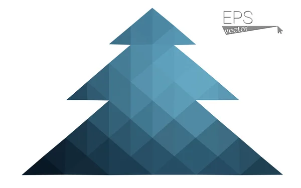 Dark blue low polygon style christmas tree vector illustration consisting of triangles. Абстрактное треугольное многоугольное оригами или хрустальное оформление празднования Нового года. Изолированный на белом фоне . — стоковый вектор