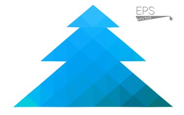 Mavi, yeşil üçgen oluşan düşük Poli stil Noel ağacı vektör çizim. Soyut üçgen poligon origami veya kristal tasarım yeni yıl kutlama. Beyaz arka plan üzerinde izole