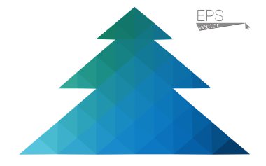 Mavi, yeşil üçgen oluşan düşük Poli stil Noel ağacı vektör çizim. Soyut üçgen poligon origami veya kristal tasarım yeni yıl kutlama. Beyaz arka plan üzerinde izole