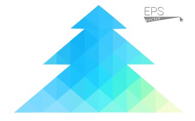 Mavi, yeşil üçgen oluşan düşük Poli stil Noel ağacı vektör çizim. Soyut üçgen poligon origami veya kristal tasarım yeni yıl kutlama. Beyaz arka plan üzerinde izole