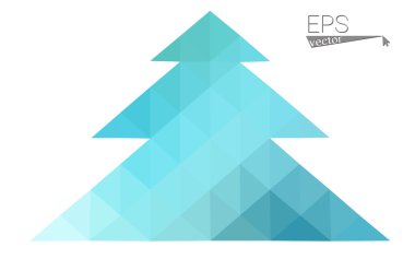 Mavi, yeşil üçgen oluşan düşük Poli stil Noel ağacı vektör çizim. Soyut üçgen poligon origami veya kristal tasarım yeni yıl kutlama. Beyaz arka plan üzerinde izole