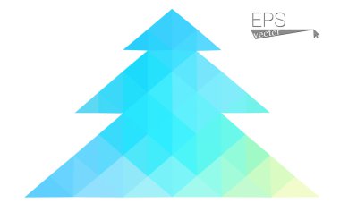 Mavi, yeşil üçgen oluşan düşük Poli stil Noel ağacı vektör çizim. Soyut üçgen poligon origami veya kristal tasarım yeni yıl kutlama. Beyaz arka plan üzerinde izole