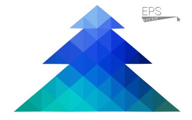 Mavi, yeşil üçgen oluşan düşük Poli stil Noel ağacı vektör çizim. Soyut üçgen poligon origami veya kristal tasarım yeni yıl kutlama. Beyaz arka plan üzerinde izole