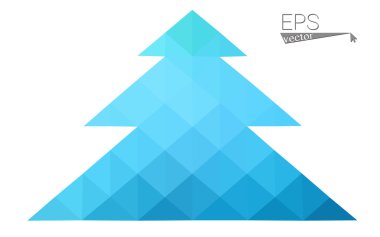 Mavi, yeşil üçgen oluşan düşük Poli stil Noel ağacı vektör çizim. Soyut üçgen poligon origami veya kristal tasarım yeni yıl kutlama. Beyaz arka plan üzerinde izole